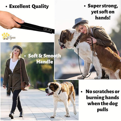 ADITYNA Heavy Duty Leather Dog Leash 6 ft x 1" - Strong, Soft Training Lead for Large & Extra Large Breeds (XL - 6 ft x 1 inch, Black)
