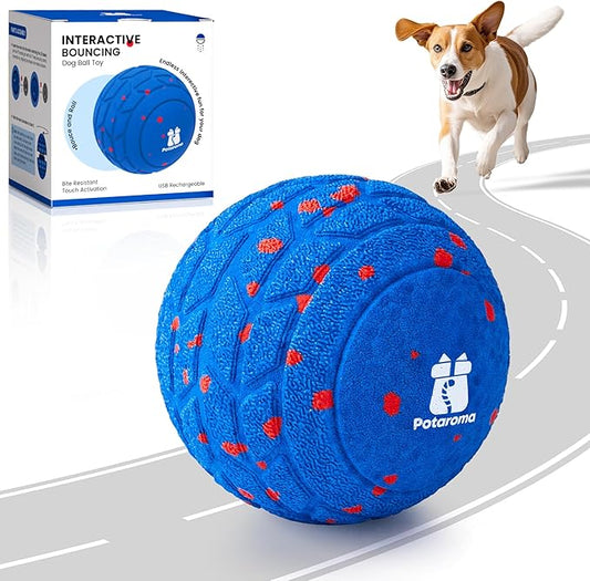 Potaroma Dog Ball Toys, Interactive Motion Activated 3 Mode Automatic Bouncing Ball Toys Durable E-TPU Material for Medium/Large Dogs, USB Rechargeable 3.2 Inches