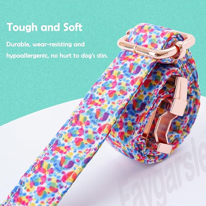 Faygarsle Multi-Colored Splotches Pattern Dog Collar for Small Medium Large Dogs Cute Puppy Collars for Female Dogs for Summer Spring Wedding Necklace Girl Dog Collar XS