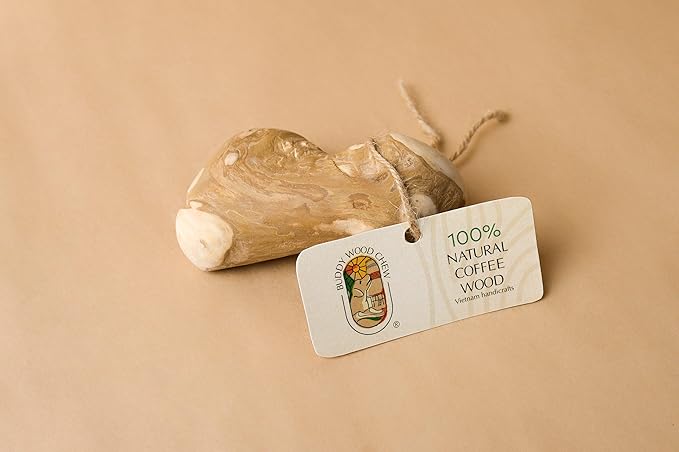 Buddy Wood Chew - Coffee Wood Toys for Dog - Gorilla Chew, Natural Dog Bone Alternative, Durable, Long Lasting (M (Single))