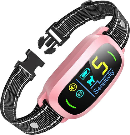 FAFAFROG Dog Bark Collar, Rechargeable Smart Collar, Anti Barking Training Collar with 5 Adjustable Sensitivity Beep Vibration, Bark Collar for Large Medium Small Dogs (Pink)