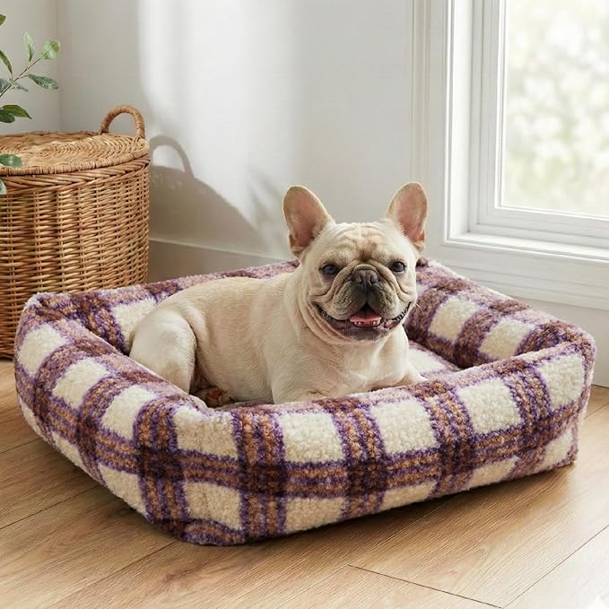WESTERN HOME WH Dog Bed Medium Size Dogs - Washable Medium Dog Bed, High Back Support Pet Sofa with Sides, Soft Pet Beds with Anti Slip Bottom, 30inch, Blue