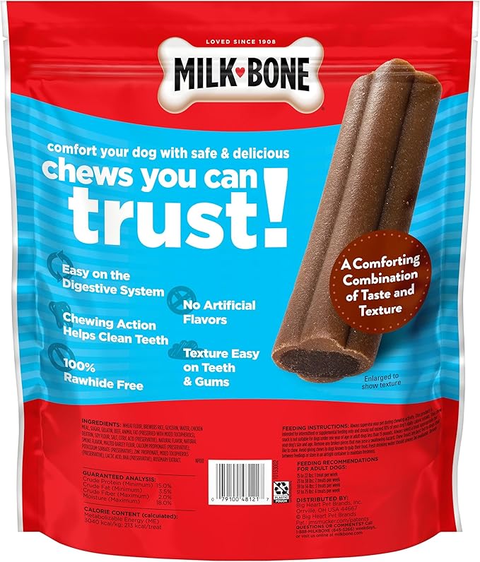 Milk-Bone Comfort Chews, Dog Treats with Unique Chewy Texture and Real Beef, 16 Chews