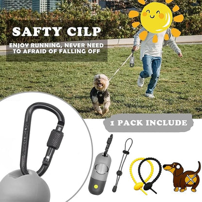 Dog Poop Bag Holder Dispenser with LED Flashlight - Night Visibility for Safe Evening Walks | Upgraded Hands-Free Leash Clip | Includes 15 Dog Waste Bags(Gray)