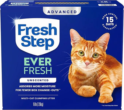 Fresh Step Ever Fresh Advanced Multi Cat Clumping Litter, Unscented, 16 lb Each, Pack of 2 (Package May Vary)