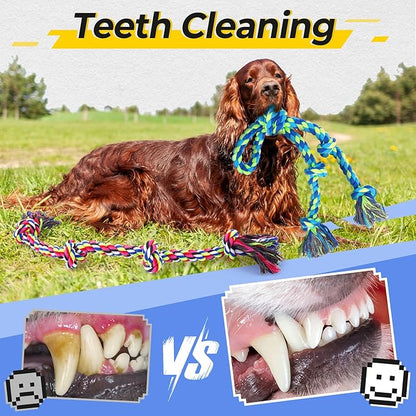 Tough Dog Rope Toys for Aggressive Chewers, Tough Tug of War Dog Toys for Large, Medium & Small Dogs – 5 Pack Including 2 Ropes & 3 Supplies
