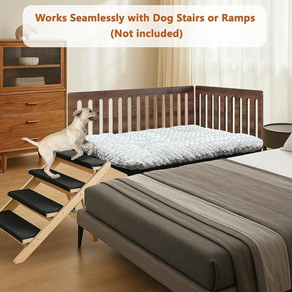 Beside Dog Bed,2 Panel Adjustable Height Dog Bunk Beds,48''x 30'' Metal Dogs Bed Frame with Cushion,X-Large