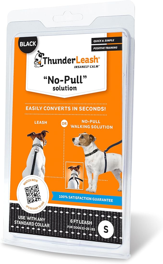 ThunderLeash No-Pull Dog Leash (Small (12 to 25 lbs), Black)