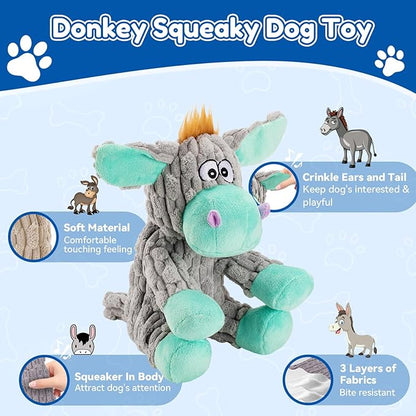 Dog Toys, Interactive Dog Squeaky Toys, Tough Crinkle Stuffed Animal Chew Toy for Small, Medium, Large Breeds, Plush Toy to Keep Them Busy, Pet Toys for Dogs
