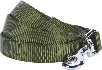 Blueberry Pet Essentials Military Green Dog Leash for Medium - 5' * 3/4" Dogs | Heavy Duty Nylon Lead | Lightweight Puppy & Cat Leash for Walking & Training