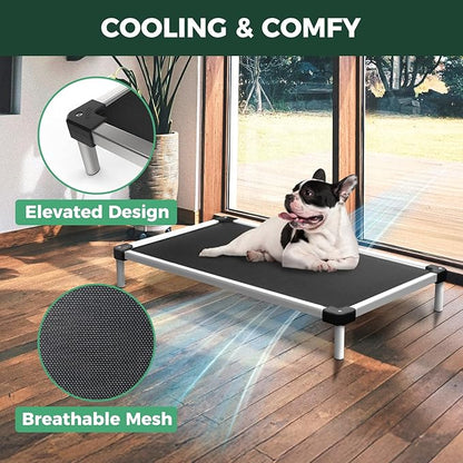 FXW TitanNest Chew-Proof Elevated Dog Bed, Raised Cot for Indoor/Outdoor/Camping Use, Durable & Waterproof Cooling Pet Bed for Extra Large Dogs, 56.0" L x 31.0" W x 7.3" H, Black