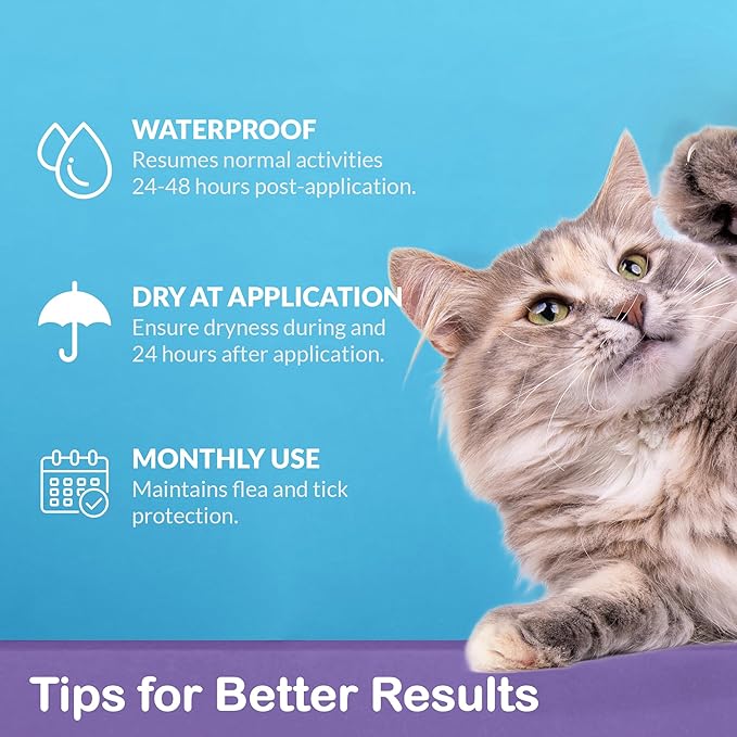 ProElobara Topical Flea and Tick for Large Cats: Waterproof Topical Cat Flea and Tick – Fast-Acting & Long-Lasting at Home Control for Cats Over 9 lbs and 8 Weeks or Older – 6-Dose Supply