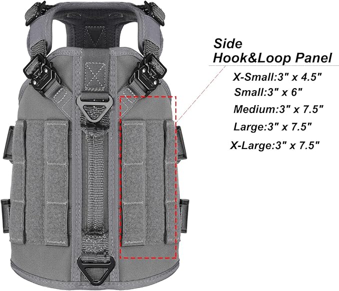 ICEFANG GN3 Tactical Dog Harness with 6X Buckle,Dog Molle Vest with Handle,3/4 Body Coverage,Hook and Loop Panel for ID Patch,No Pulling Front Clip (XS (17"-23" Girth), Wolf Gray)