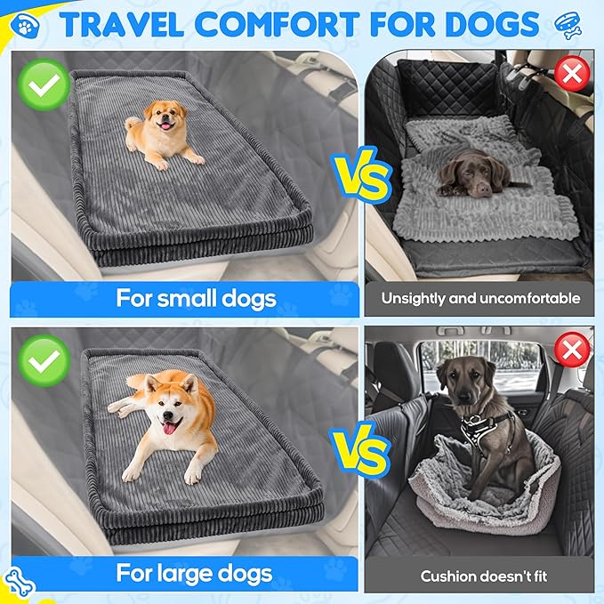 Dog Car Bed, Non-Slip Backseat Extender Pet Mat, Removable Washable Dog Bed for SUVs, Sedans & Trucks, Anti-Slip Travel Bed for Dogs, Easy Clean & Scratch-Proof & Comfort (50"x24.6")