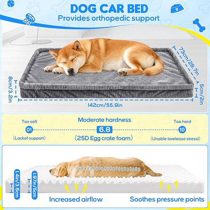 Dog Car Bed, Non-Slip Backseat Extender Pet Mat, Removable Washable Dog Bed for SUVs, Sedans & Trucks, Anti-Slip Travel Bed for Dogs, Easy Clean & Scratch-Proof & Comfort (XL（56" Lx28.7 M×2" H)