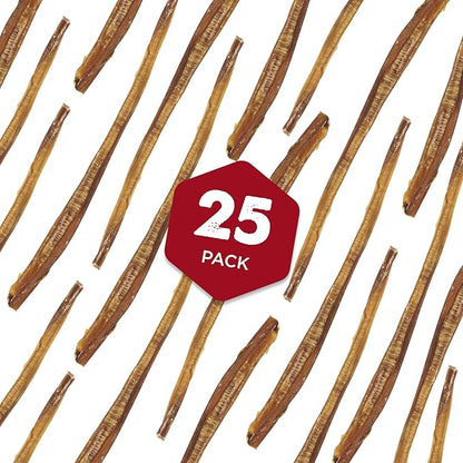 Best Bully Sticks 12 Inch Bully Sticks for Dogs - 25 Count (Pack of 1) - Natural, Easily Digestible, 100% Grass-Fed, Grain and Rawhide Free