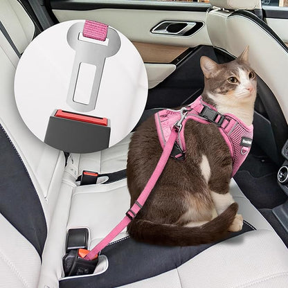 Cat Harness and Leash for Walking, The Upgrade Can be Adjusted in Four Directions and Breathable Cat Harness for Anti Escape That can be Fitted and Positioned, Reflective Strips Harness, Pink,M