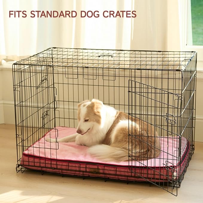 LIORCE Memory Foam XL Dog Bed - 4” Thick Orthopedic Beds for Extra Large Dogs - Waterproof Dog Bed with Removable Washable Cover & Wrap-Around Zipper - Ultimate Comfort and Easy Maintenance, Pink