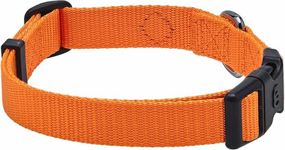 Blueberry Pet Essentials Matching Dog Collar and Leash Set in Orange Vermilion, Adjustable Classic Solid Color Nylon Collar with 4 ft Leash for Large Dogs