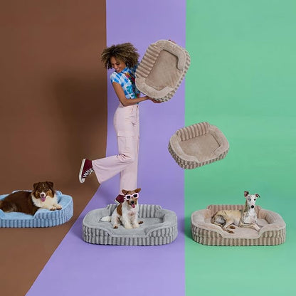 LE SURE Cute Dog Beds Large Sized Dog, Orthopedic Waterproof Large Pet Bed with Sides, High Back Non-Slip Bottom and Egg-Crate Foam Pet Couch Sofa with Washable Removable Cover, Hazel