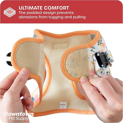 Downtown Pet Supply Step-in Dog Harness – No Pull, Adjustable Padded Mesh with Reflective Trim, Secure Buckle Strap – Comfortable & Breathable Small Dog Harness, Medium, Floral