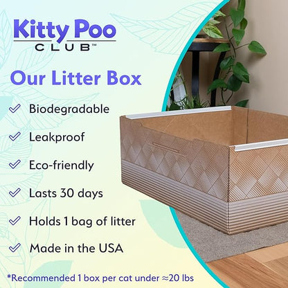 Kitty Poo Club Leakproof Disposable 2-Pack Cat Litter Box with 2 Bags Soy Litter | Superior Odor Control & Recyclable Design | Perfect for Travel, Multi-Cat Homes & Daily Use