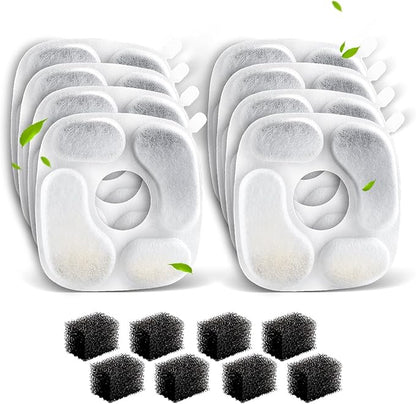Cat Fountain Filters for 95 oz/2.8 Liter Automatic Pet Fountain Cat Fountain (8 Filters+8 Sponges)