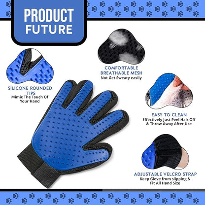 Pet Grooming Gloves – 1 Pair – Deshedding & Bath Massage Mitts for Dogs & Cats – Choose from 5 Colors – Adjustable, Reusable & Easy to Clean (Blue)