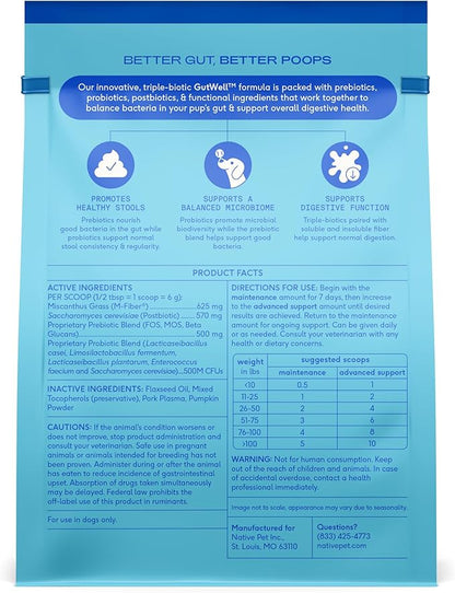 GutWell Power Poop - Digestive Enzymes & Fiber for Dogs - Dog Fiber Supplements Help with Diarrhea Relief, Upset Stomach, Pet Gas & Gut Health with Targeted Triple-Biotic Blend & M-Fiber - 120 Scoops