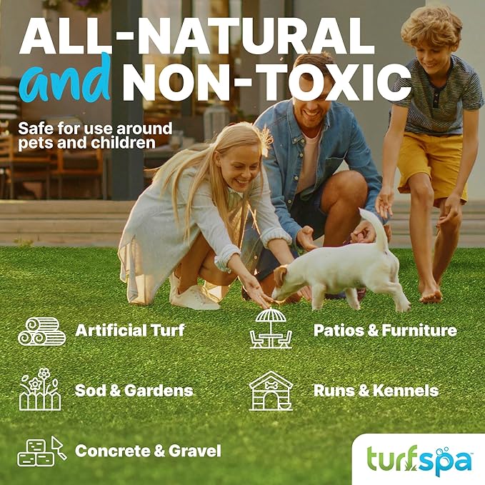TurfSpa Urine & Odor Turf Detox: Gallon Refill of Professional Enzyme Cleaner & Odor Eliminator for Artificial Grass, Turf, Concrete, Patio & Kennels, Pet Urine Enzymatic Cleaner for Dogs & Cats