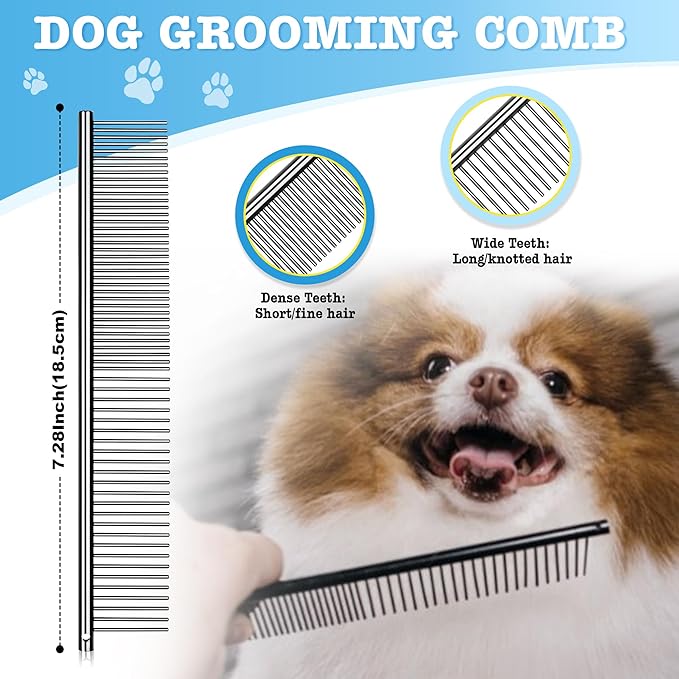 Dream Reach Dog Grooming Scissors - 7 Inch Professional 6 in 1 Pet Grooming Kit Sharp and Durable Shears Set Thinning, Chunker, Straight, Curved Shears and Comb for Dog Cat Pet, Black