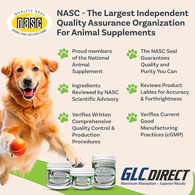 Actistatin Canine Small Dog Soft Chews, 120ct – Patented Extra-Strength Joint, Cartilage, Soft Tissue Supplement: Glucosamine, Chondroitin, Manganese, MSM, L-Carnitine – High Absorption, Fast Results