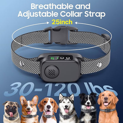 Bark Collar, Dog Bark Collar for Large Medium Dogs 30-120lbs, Automatic Waterproof Barking Collar with Beep Vibration and 5 Adjustable Sensitivity (Black)