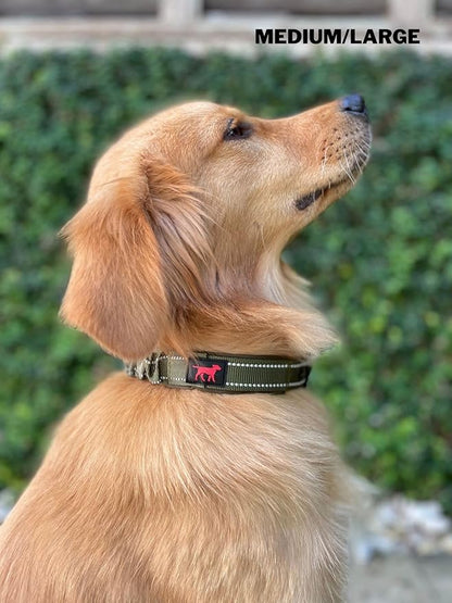 Tuff Pupper Heavy Duty Dog Collar with Handle | Ballistic Nylon Heavy Duty Collar | Padded Reflective Dog Collar with Adjustable Stainless Steel Hardware | Convenient Sizing for All Breeds