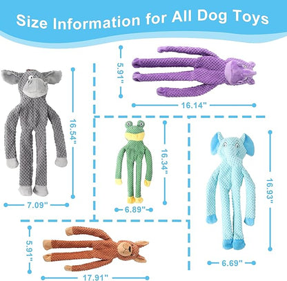 PELTEFLU Dog Squeak Toys for Small, Medium & Large Dogs, Durable Chew Toy for Teething and Chewing, Tough Interactive Puppy Toy, 5-Pack, for Dogs