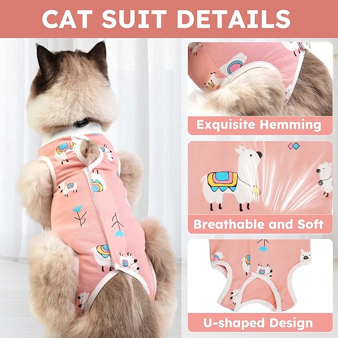 Hpetppy Cat Recovery Suit for Spay Abdominal Wounds, Breathable Cat Onesie for Cats After Surgery Female, Kitten Surgical Recovery Suit Female Cone of Shame Alternative for Cats Anti Licking