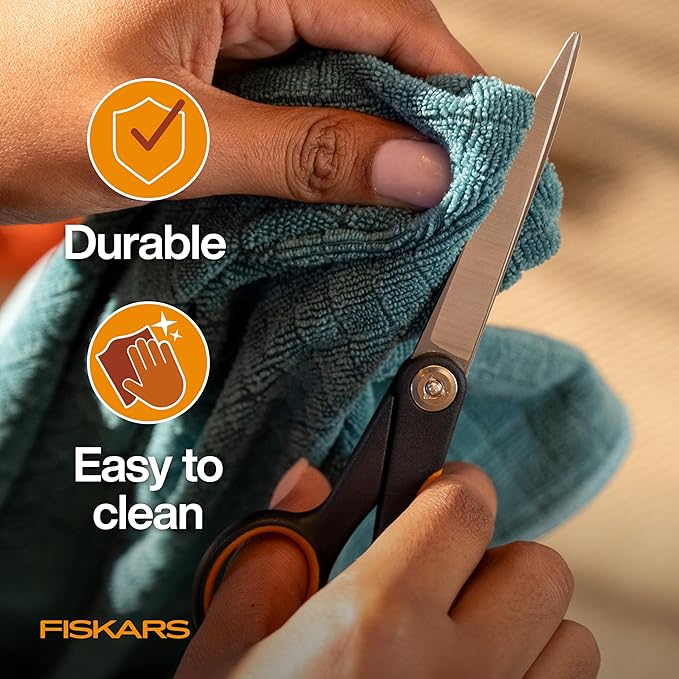 Fiskars Pet, Dog & Cat Grooming Scissors, Precision Stainless Steel Blades & SoftGrip Handle, Cat and Dog Supplies, Orange/Black, Trimming Scissors