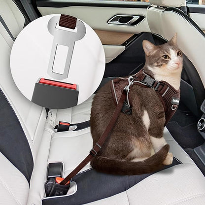 Cat Harness and Leash Set - Escape Proof Adjustable Cat Harness, Comfortable Soft Lightweight, Use Safe & Easy, Walking Travel Kitten Harness for Small Medium Large Cats, Brown, XS(4-6lb)