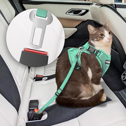 Cat Harness and Leash for Walking, The Upgrade Can be Adjusted in Four Directions and Breathable Cat Harness for Anti Escape That can be Fitted and Positioned, Reflective Strips Harness, Green,S