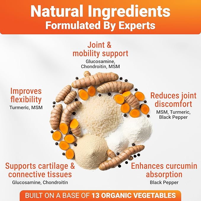 WuffWell Hip and Joint Supplement for Dogs – Natural Ingredients with Chondroitin, MSM, Turmeric, and Glucosamine – Supports Hip Dysplasia, Arthritis, and Mobility – 140 Count, Made in USA
