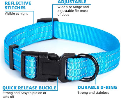 Mile High Life Dog Collar | Nylon Reflective Dog Collars | Light Weight Puppy Collars | Dark Blue Dog Collars for Medium Dogs (Dark Blue, Medium)