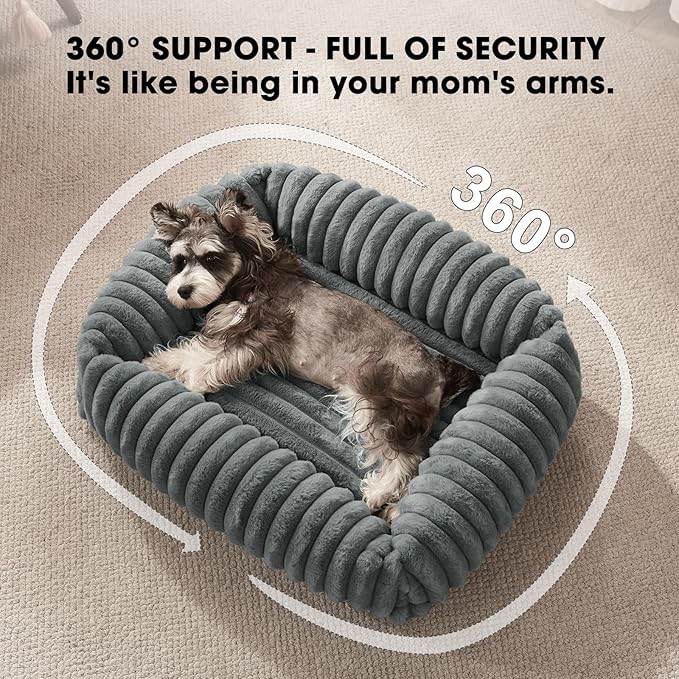 FURTIME Medium Dog Beds for Medium Dogs Washable, Orthopedic Dog Bed, Rectangle Warming Soft Calming Sleeping Puppy Bed Durable Pet Bed with Anti-Slip Bottom M Plus (30"x24"x8")