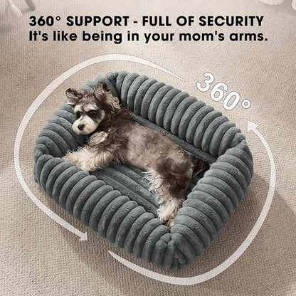 FURTIME Medium Dog Beds for Medium Dogs Washable, Orthopedic Dog Bed, Rectangle Warming Soft Calming Sleeping Puppy Bed Durable Pet Bed with Anti-Slip Bottom M Plus (30"x24"x8")