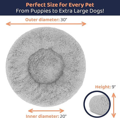 Donut Dog Bed - Premium Comfort for Anxiety Relief - Fluffy & Calming Design with Ultra-Plush Support | Cozy Round Dog Bed with Super Soft Circle Style (Grey, Medium)