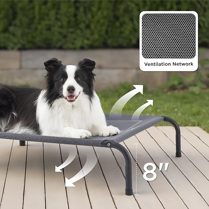 Bedsure Outdoor Elevated XL Dog Bed, Portable Indoor & Outdoor Cooling Raised Cot Pet Hammock Bed with Skid-Resistant Feet, Frame with Breathable Mesh, Terracotta, 54 inches