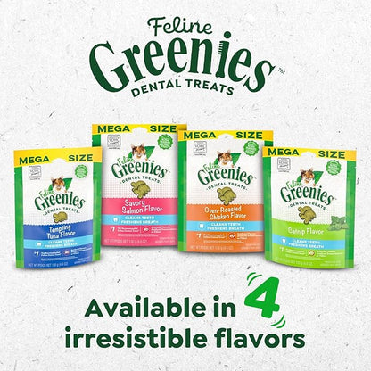 Greenies Feline Veterinarian-Recommended Adult Natural Dental Cat Treats, Oven Roasted Chicken Flavor, 2.1 oz. Pouch