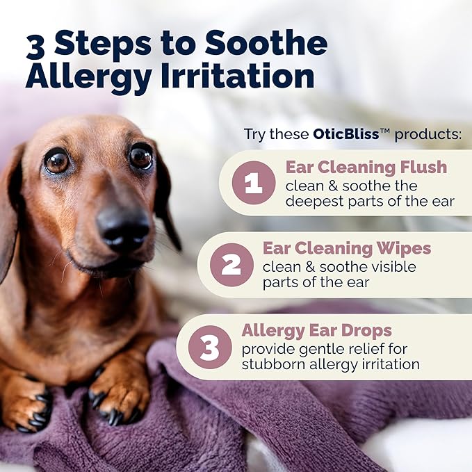 Vetnique Oticbliss Medicated Cat & Dog Ear Cleaner Drops - Dog Ear Infection Treatment with 1% Hydrocortisone to Soothe Itching, Redness, & Swelling - Vet Recommended