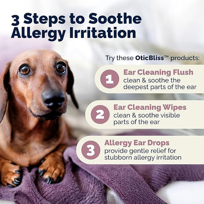 Vetnique Oticbliss Medicated Cat & Dog Ear Cleaner Drops - Dog Ear Infection Treatment with 1% Hydrocortisone to Soothe Itching, Redness, & Swelling - Vet Recommended