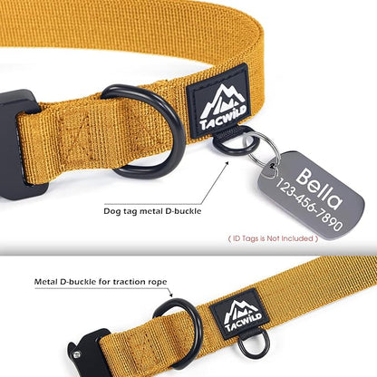 Dog Collars for Small Dogs Chritsmas Boy Girl - Adjustable, Chew Proof Nylon Collar with Metal Quick Release Buckle and D-Ring for Dog Tags (Turmeric Yellow, S)(not Included The Pendant)
