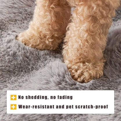 Calming Dog Bed for Couch, 29.5 x 29.5 inch, Non-Slip Rabbit-Velvet Dog Sofa Mat for Furniture Protector, Perfect for Small, Medium Dogs and Cats (Black)